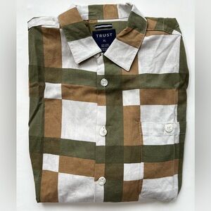 Men’s Summer Plaid Short Sleeve Oxford Button Down Shirt Poplin Trousers Pants